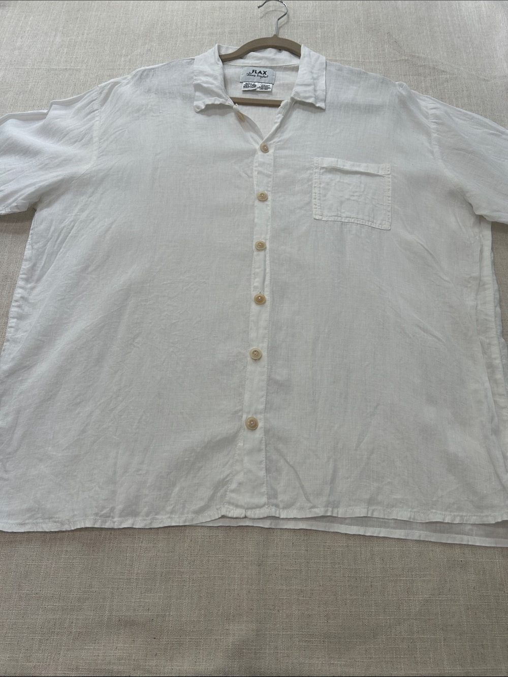 Flax White Linen Button Up Shirt Women’s Medium Oversized Casual Resortwear - Picture 8 of 10